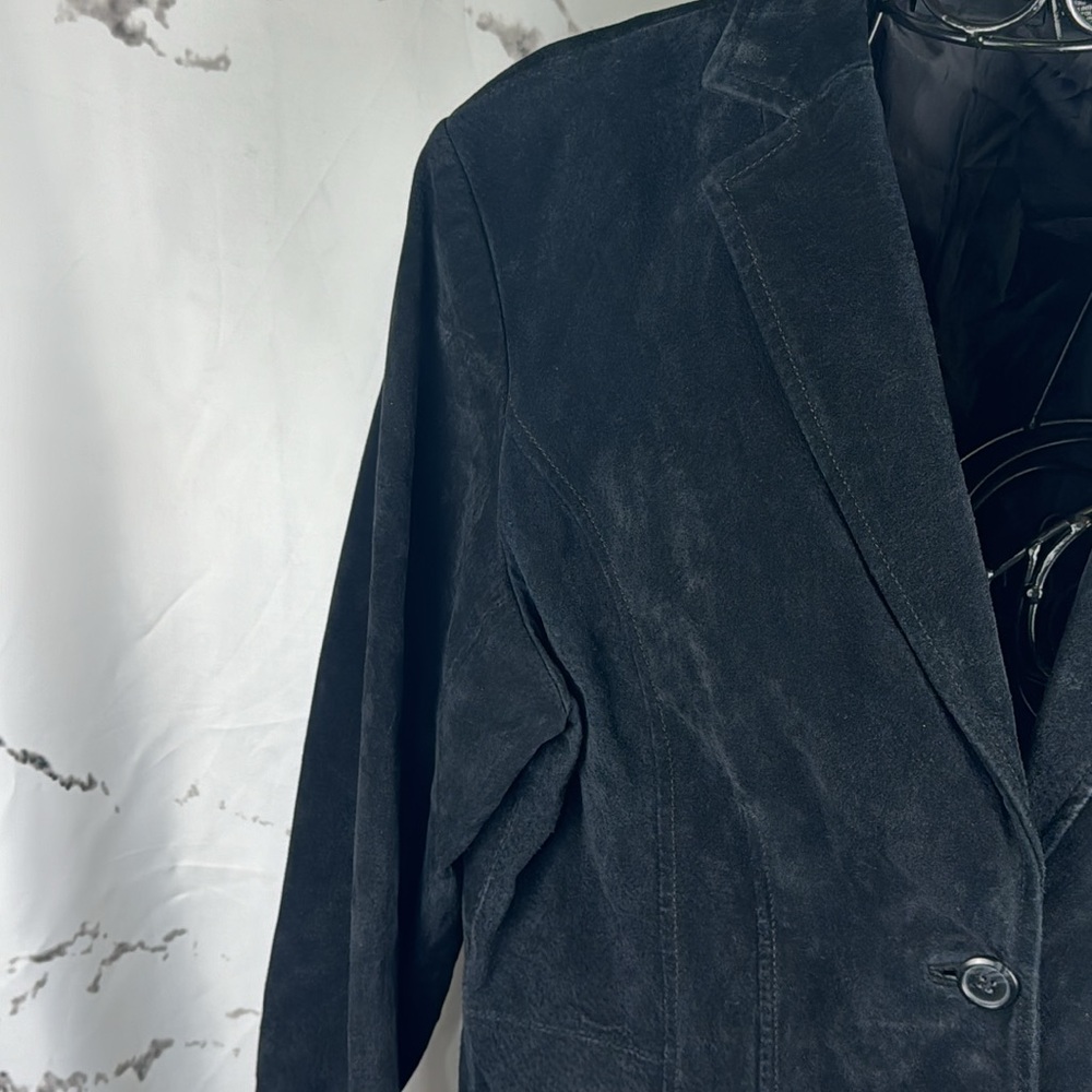 Relativity Suede Leather Jacket Single Button Lin… - image 3